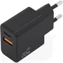 Aisens Cargador GaN 20W con USB-C PD 3.0 y USB-A QC 3.0, Negro